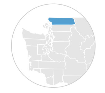 Image of state with Whatcom county highlighted